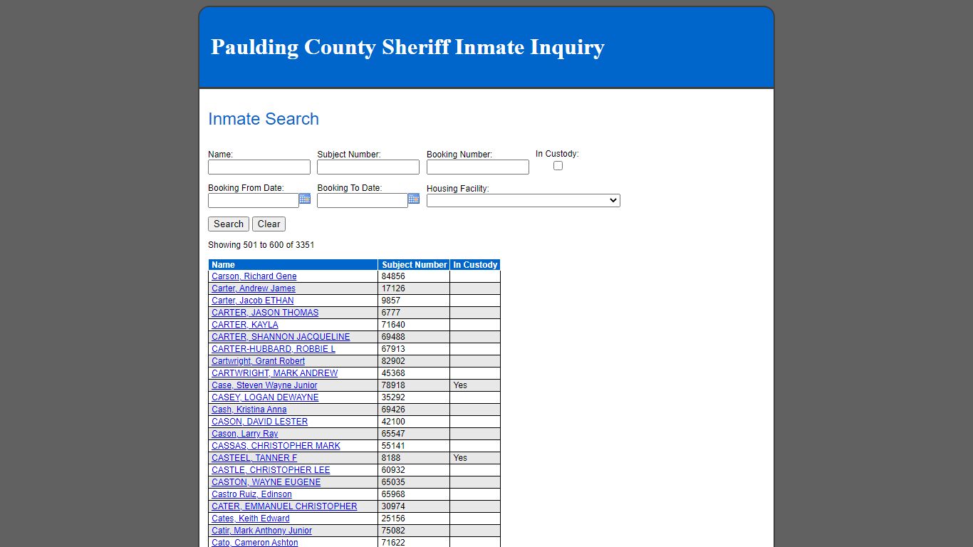 Inmate Search - Paulding County, Georgia