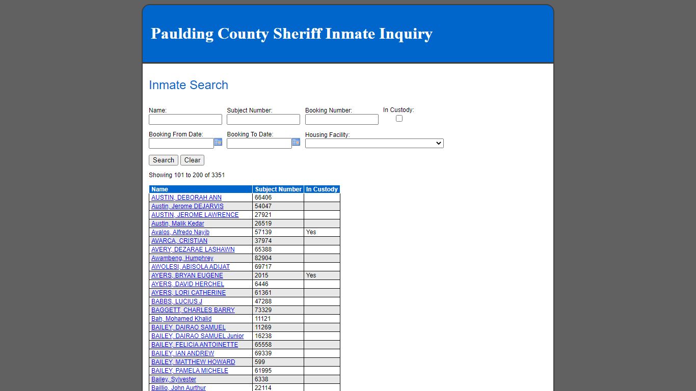 Inmate Search - Paulding County, Georgia