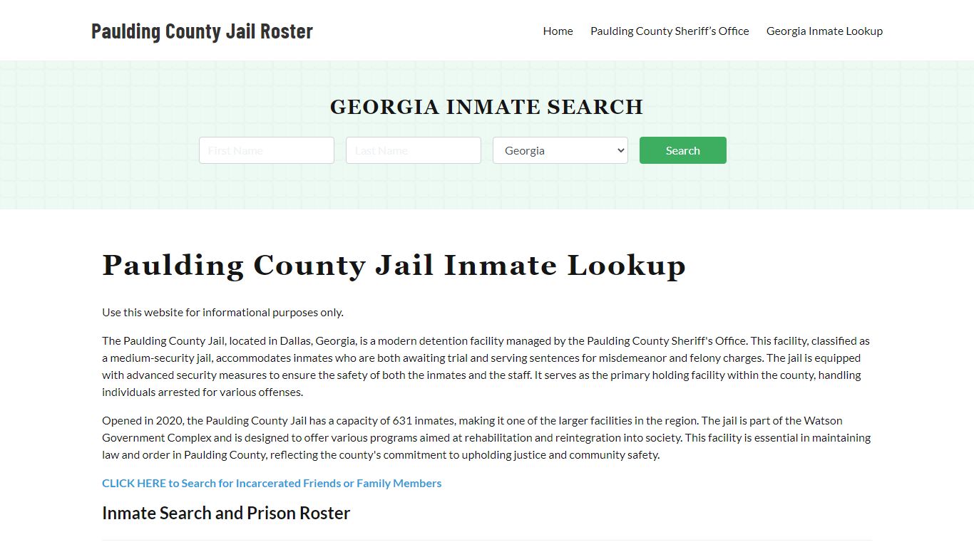 Paulding County Jail Roster Lookup, GA, Inmate Search